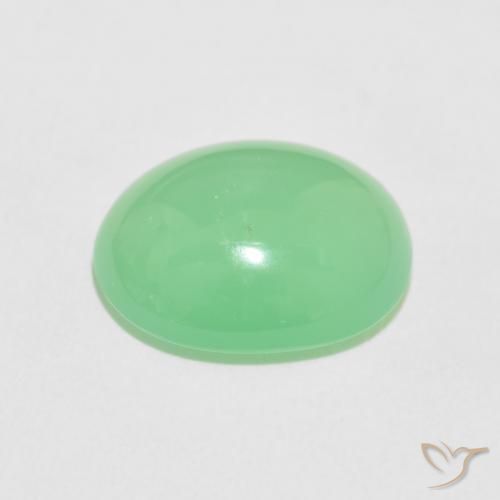 Crisoprasio Verde giallastro pallido naturale da 7.94 ct, Ovale, Opaco