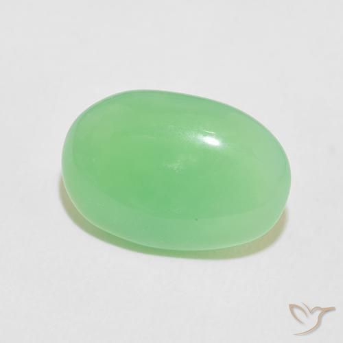 Crisoprasio Verde giallastro naturale da 5.72 ct, Ovale, Opaco