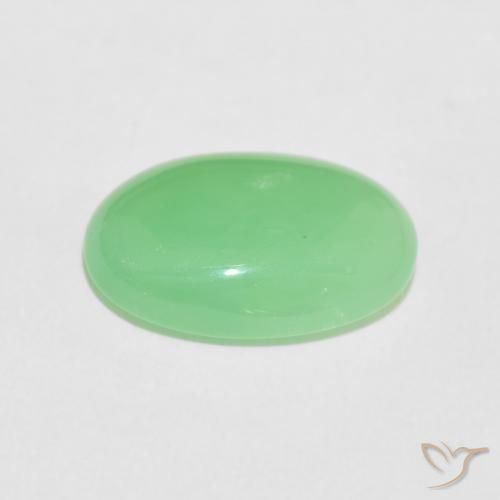 Crisoprasio Verde giallastro naturale da 5.72 ct, Ovale, Opaco