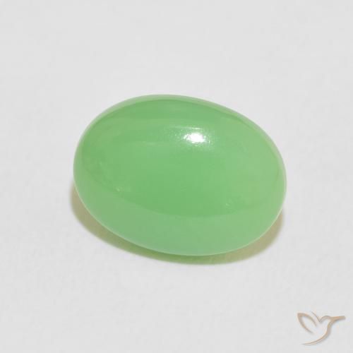 Crisoprasio Verde giallastro naturale da 4.06 ct, Ovale, Opaco