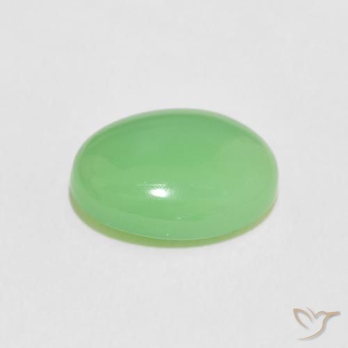 Crisoprasio Verde giallastro naturale da 4.06 ct, Ovale, Opaco