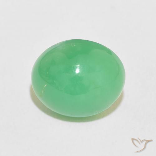 3.31ct Naturale Verde chiaro di trifoglio Crisoprasio, Ovale, Opaco