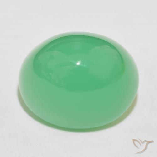 Crisoprasio Verde giallastro naturale da 63.86 ct, Ovale, Opaco