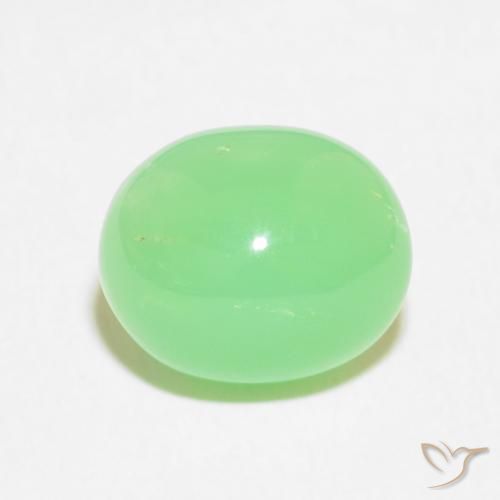 3.47ct Naturale Verde giallastro pallido Crisoprasio, Ovale, Opaco