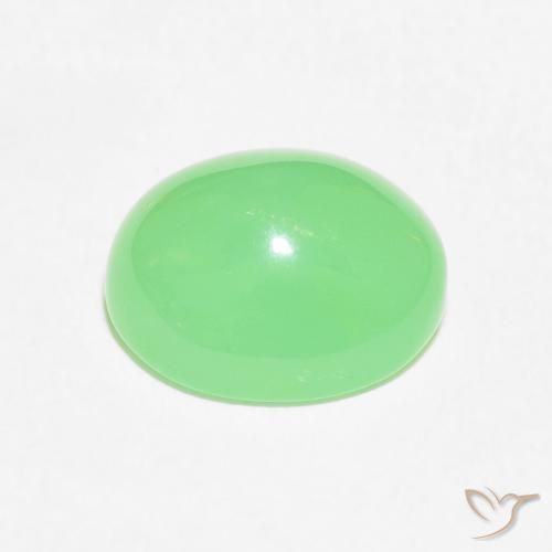 Crisoprasio Verde giallastro pallido naturale da 3.47 ct, Ovale, Opaco