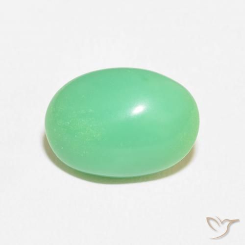 7.44ct Naturale Verde giallastro pallido Crisoprasio, Ovale, Opaco