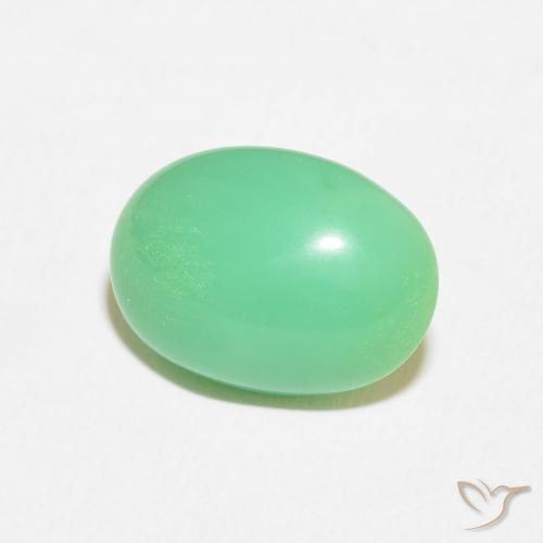 Crisoprasio Verde giallastro pallido naturale da 7.44 ct, Ovale, Opaco