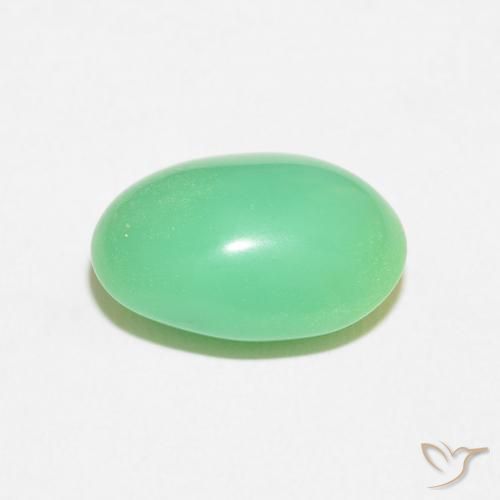 Crisoprasio Verde giallastro pallido naturale da 7.44 ct, Ovale, Opaco