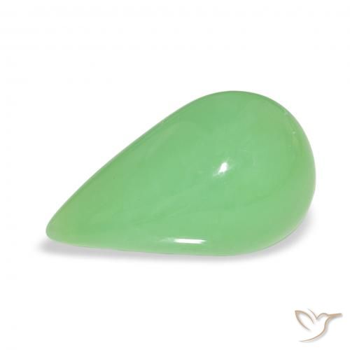 6.89ct Naturale Verde acceso Crisoprasio, Forma a pera, Opaco