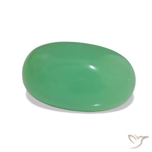 Crisoprasio Trifoglio verde naturale da 3.60 ct, Taglio ovale, Opaco