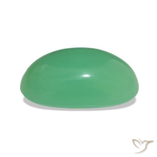 Crisoprasio Trifoglio verde naturale da 3.60 ct, Taglio ovale, Opaco