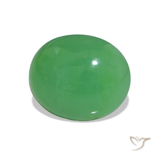 Crisoprasio Verde giallastro naturale da 3.50 ct, Taglio ovale, Opaco
