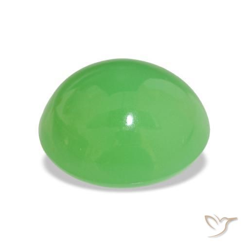 Crisoprasio Verde acceso naturale da 7.23 ct, Taglio ovale, Opaco