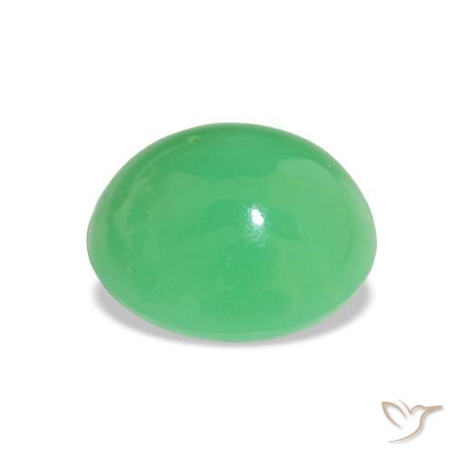 Crisoprasio Verde giallastro naturale da 4.13 ct, Taglio ovale, Opaco