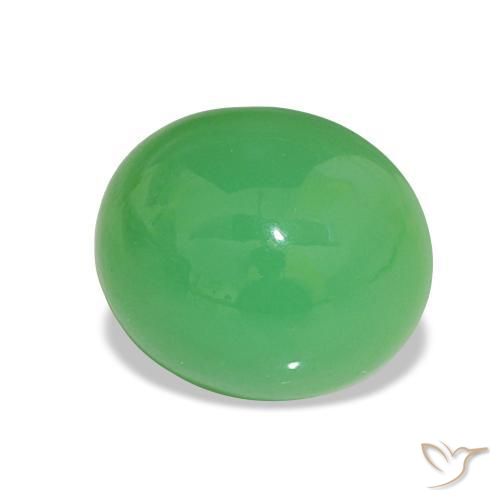 Crisoprasio Verde medio naturale da 3.30 ct, Taglio ovale, Opaco