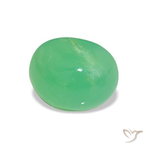 Crisoprasio Verde medio naturale da 2.20 ct, Taglio ovale, Opaco