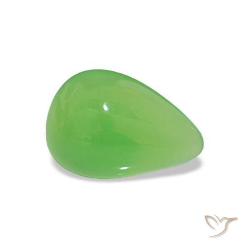 Crisoprasio Verde lime naturale da 1.21 ct, Forma a pera, Traslucido