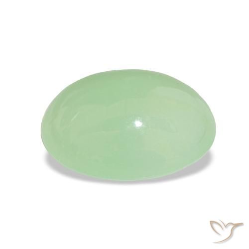 Crisoprasio Verde chiaro naturale da 6.67 ct, Taglio ovale, Traslucido