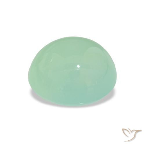 Crisoprasio Verde Menta Chiaro naturale da 3.92 ct, Taglio ovale, Traslucido