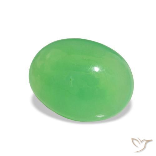 Crisoprasio Verde medio naturale da 1.48 ct, Taglio ovale, Traslucido