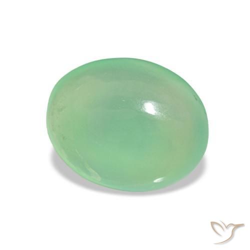 Crisoprasio verde chiaro naturale da 1,61 ct, taglio ovale, traslucido
