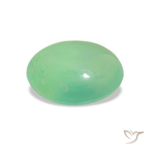 Crisoprasio verde chiaro naturale da 1,61 ct, taglio ovale, traslucido
