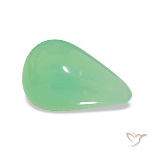 Crisoprasio Verde giallastro pallido naturale da 3.48 ct, Forma a pera, Traslucido