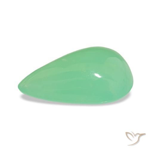 Crisoprasio Verde giallastro pallido naturale da 3.48 ct, Forma a pera, Traslucido