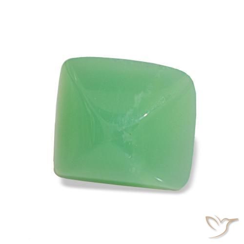 Crisoprasio Verde giallastro pallido naturale da 1.67 ct, Taglio a baguette, Opaco