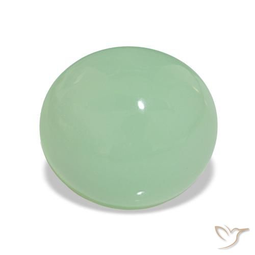 Crisoprasio Verde muschio chiaro naturale da 7.40 ct, Taglio ovale, Opaco