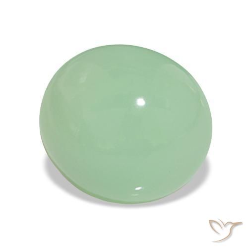 Crisoprasio Verde muschio chiaro naturale da 7.40 ct, Taglio ovale, Opaco
