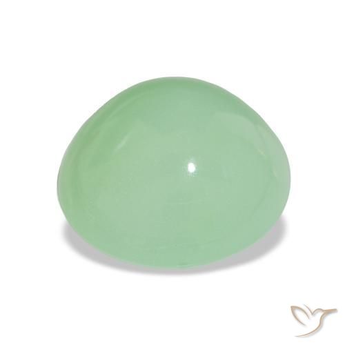 Crisoprasio Verde muschio chiaro naturale da 7.40 ct, Taglio ovale, Opaco