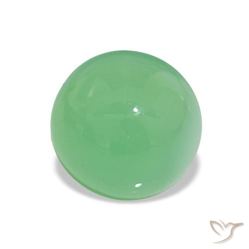 Crisoprasio Verde giallastro pallido naturale da 2.10 ct, Taglio rotondo, Traslucido