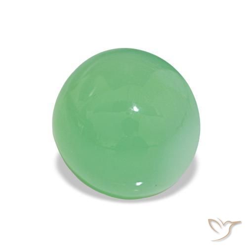 Crisoprasio Verde giallastro pallido naturale da 2.10 ct, Taglio rotondo, Traslucido