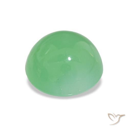 Crisoprasio Verde giallastro pallido naturale da 2.10 ct, Taglio rotondo, Traslucido