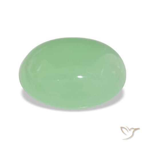Crisoprasio Verde medio naturale da 6.01 ct, Taglio ovale, Traslucido
