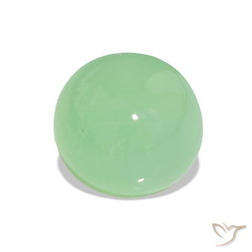 Crisoprasio Verde caldo naturale da 3.26 ct, Taglio rotondo, Traslucido