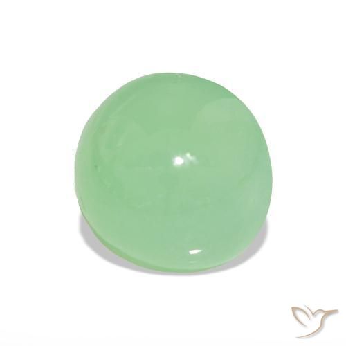 Crisoprasio Verde caldo naturale da 3.26 ct, Taglio rotondo, Traslucido