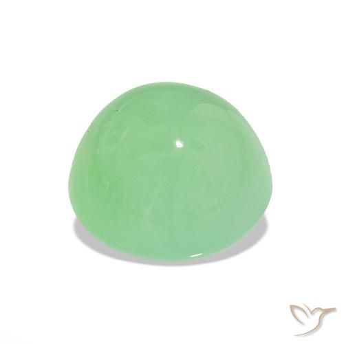 Crisoprasio Verde caldo naturale da 3.26 ct, Taglio rotondo, Traslucido
