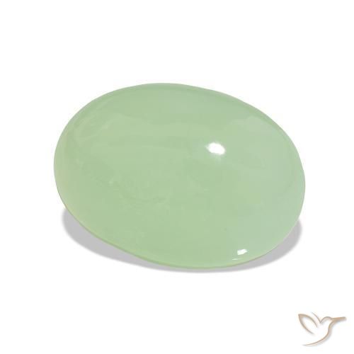 Crisoprasio Verde caldo naturale da 7.78 ct, Taglio ovale, Traslucido