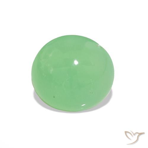 Crisoprasio Verde giallastro pallido naturale da 1.55 ct, Taglio rotondo, Traslucido