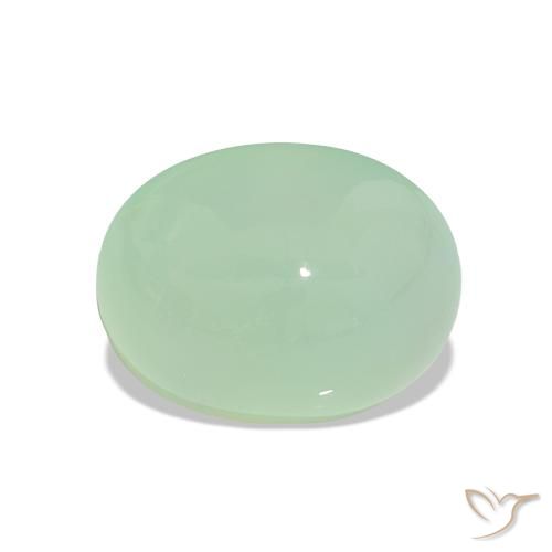 Crisoprasio Medium Light-Green naturale da 3.07 ct, Taglio ovale, Traslucido