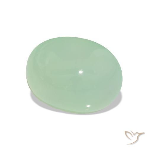 Crisoprasio Medium Light-Green naturale da 3.07 ct, Taglio ovale, Traslucido