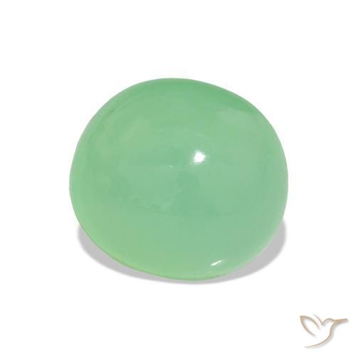 Crisoprasio Verde giallastro pallido naturale da 2.35 ct, Taglio ovale, Traslucido