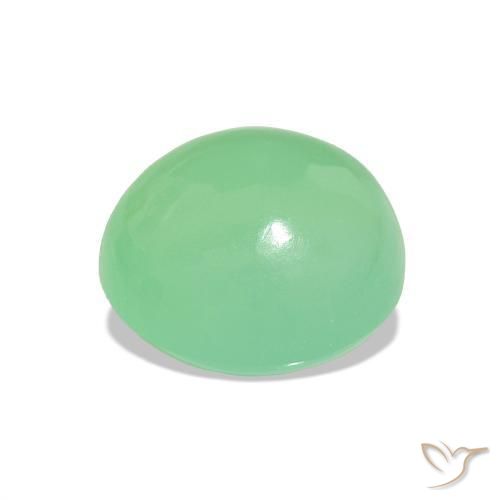 Crisoprasio Verde giallastro pallido naturale da 2.35 ct, Taglio ovale, Traslucido