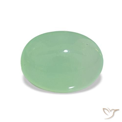 Crisoprasio Verde muschio pallido naturale da 2.16 ct, Taglio ovale, Traslucido