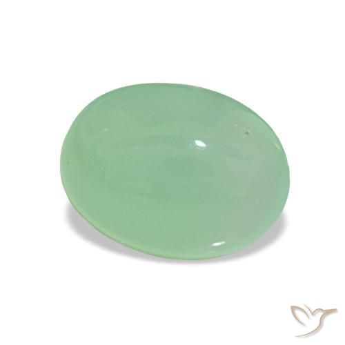 Crisoprasio Verde muschio pallido naturale da 2.16 ct, Taglio ovale, Traslucido