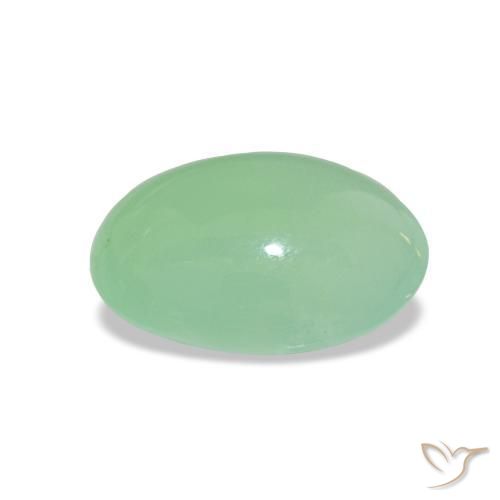 Crisoprasio Verde muschio pallido naturale da 2.16 ct, Taglio ovale, Traslucido