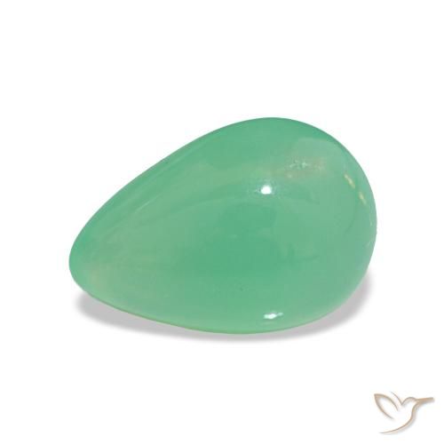 Crisoprasio Verde medio naturale da 1.45 ct, Forma a pera, Traslucido