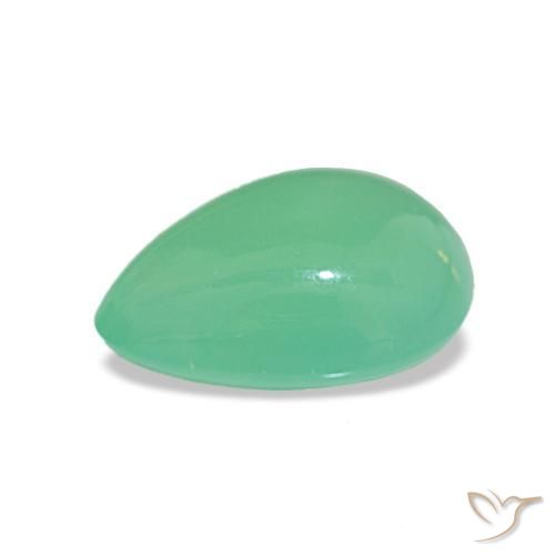 Crisoprasio Verde medio naturale da 1.45 ct, Forma a pera, Traslucido